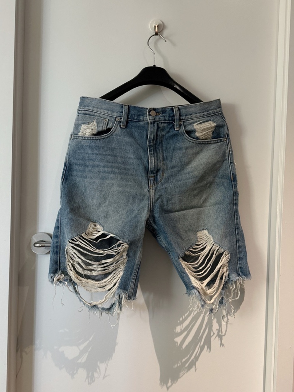 Stampd Distressed Light Blue Denim Jean Shorts